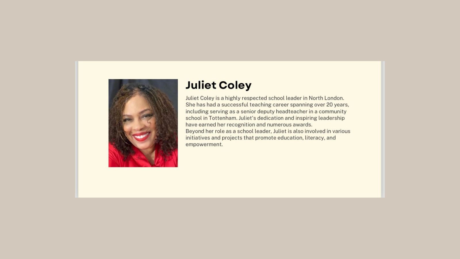 Meet Juliet Coley, a trailblazer in education and literature!
