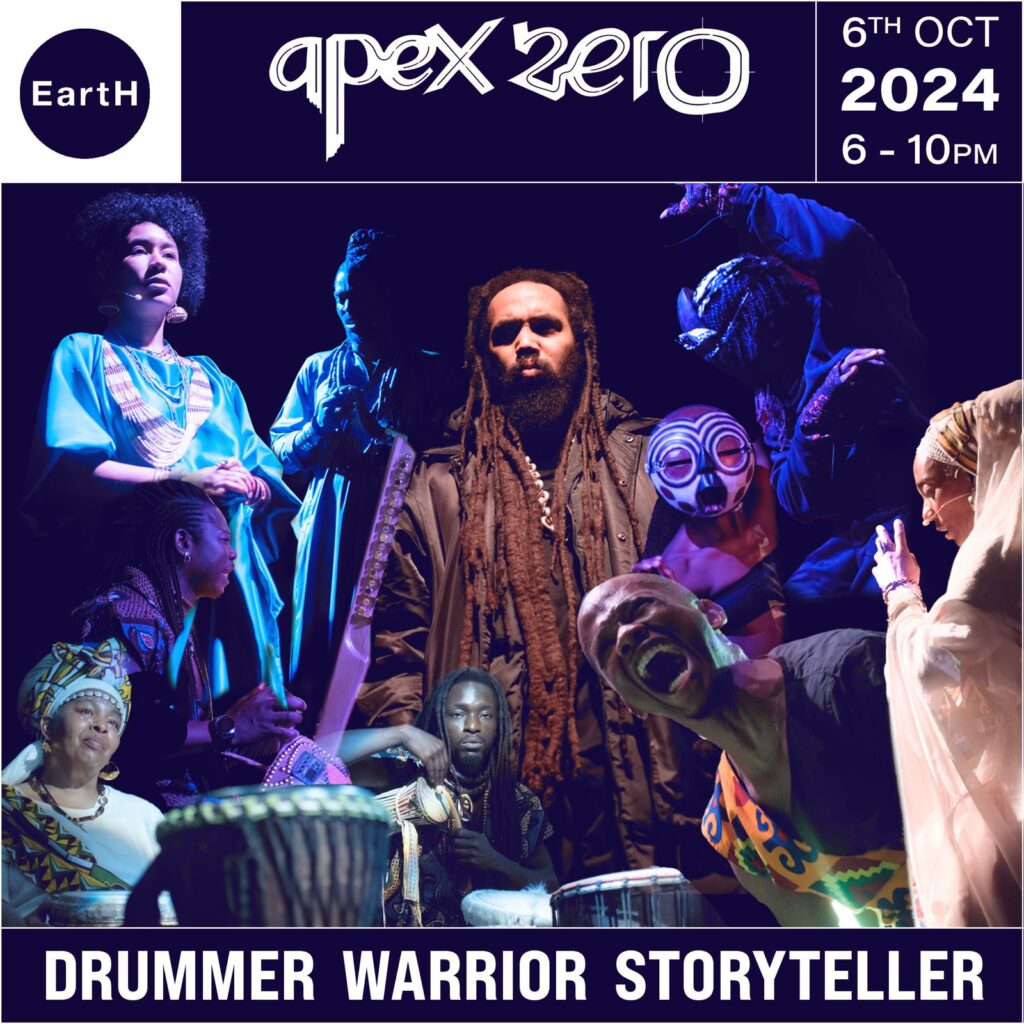 On 6th October 2024, join multidisciplinary artist Apex Zero at EartH, Hackney for a groundbreaking Hip Hop Dance Theatre production and visual/sonic exhibition.

Experience Drummer Warrior Storyteller – a powerful fusion of music, dance, film, and art that explores African Caribbean perspectives, oppression, and liberation. 

This is more than an album—it's a living, breathing story. Don’t miss it!